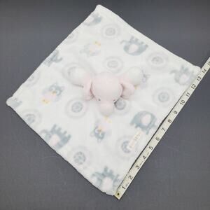 Blankets and Beyond Elephant Lovey Pink Security Blanket Plush Gray White